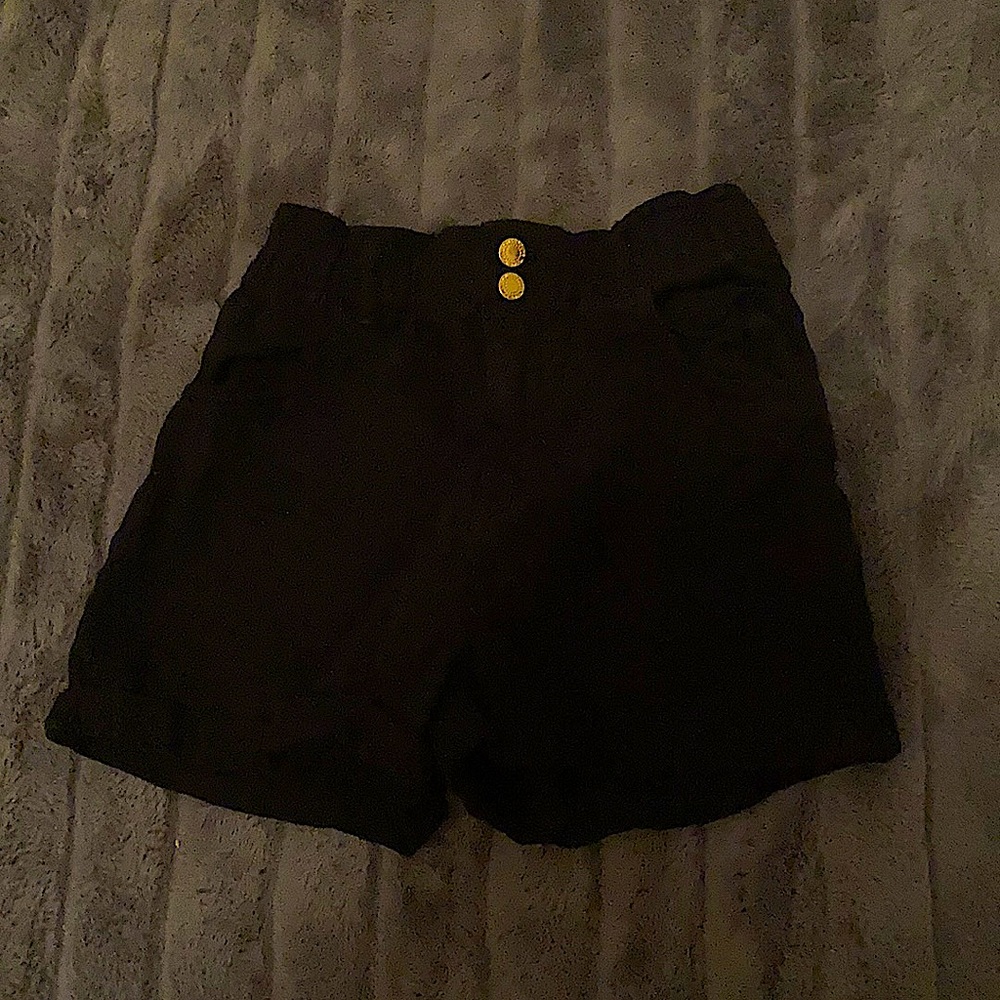 Girls H and M 10-11 black shorts with gold buttons